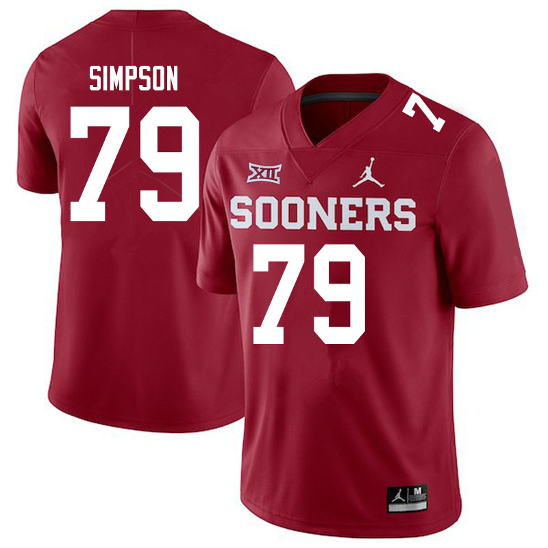 Oklahoma Sooners #79 Darrell Simpson Jordan Brand College Football Jerseys Sale-Crimson